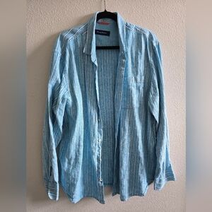 Long Sleeve Tommy Bahama Blue Striped Button-Up Shirt